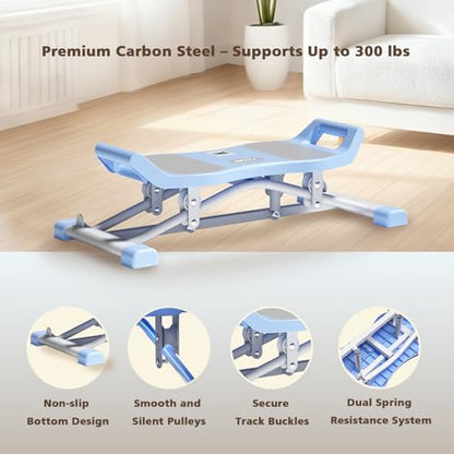 6-in-1 Wobble & Slide Machine, 330 lbs Capacity Fitness Stepper for Full Body Workout, Low Impact Aerobic Equipment with Resistance Bands & LCD Monitor, Fat Burning & Shaping for Home Gym