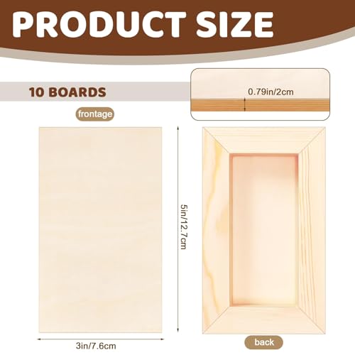FSWCCK 10 Pack 3 x 5 inch Wood Panel Boards, Unfinished Wood Canvas Panels for Crafts, Painting Canvas, DIY Art Projects, Pouring, Arts Use with Oils, Acrylics - size: 3"X 5" 10 Pack