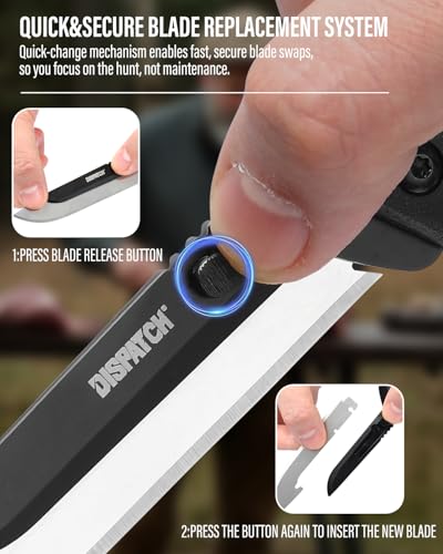 3.5" Replaceable Blade EDC Folding Hunting Knife with Dual Thumb Opener and Pocket Clip with 3 Drop Point Blades, Durable ABS and Non-Slip rubberized TPR Handle with Nylon-Holster, skinning knife - style: Orange Hunting knife