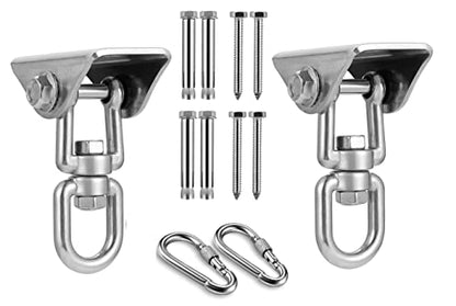 Heavy Duty Stainless Steel Hanging Kit Swing Hangers and Hammock Spring and Swing Swivel Spinner Kglobal Swivel Hook and Locking Snap Hooks for Wooden Sets，tire Swing Swivel, Seat Trapeze Yoga