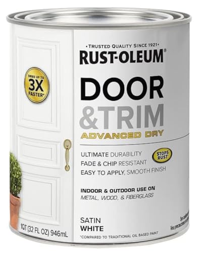 Rust-Oleum 369384 Advanced Dry Door & Trim Paint, Quart, Satin White - color: Satin White