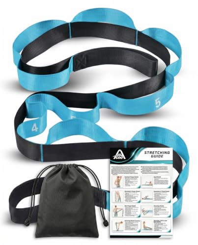 Acozycoo Stretching Strap with Loops for Physical Therapy,Knee,Calf,Back - color: Blue, size: Length: 86 Inch, Width: 1.5 Inch