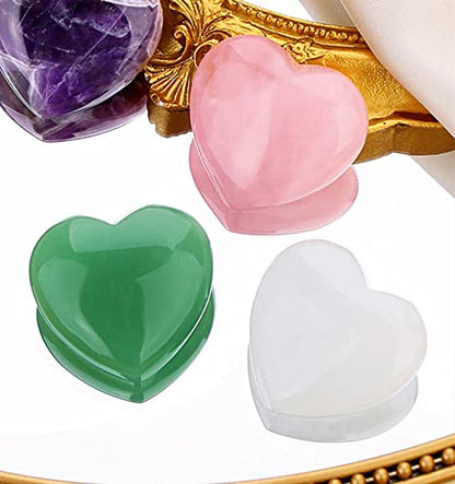 QINJIEJIE 3 PCS 1.2" Large Heart Crystals Healing Rose Quartz Clear Quartz - color: YB - 1.2" Large -3PCS