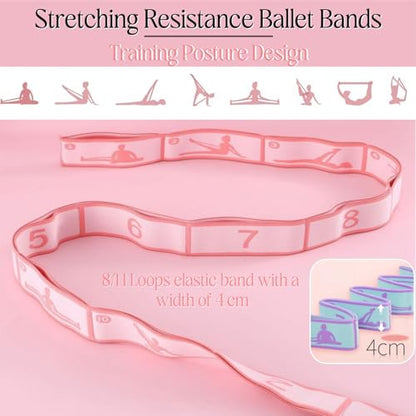 Multi-Loop Stretch Band - Yoga, Pilates, Ballet, and Physical Therapy Stretching Strap for Flexibility, Leg Stretching, and Exercise - Durable Stretching Equipment - color: Purple - 11 Loops