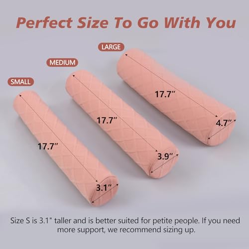 Cozyhealth 3.1" H Small Cervical Roll Pillow, Medium Soft Memory Foam Neck Round Pillow Cylinder Bolster Pillow for Sleeping, Round Neck Support for Bed, Legs, Back and Yoga (Pink, Small - 3.1" H) - color: Pink, size: Small - 3.1" H