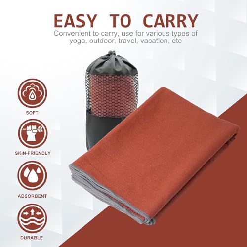 Eunzel Non Slip Hot Yoga Mat Towel with Grip Dots, 72" x 24" - color: Sedona Red, size: 72" x 24"