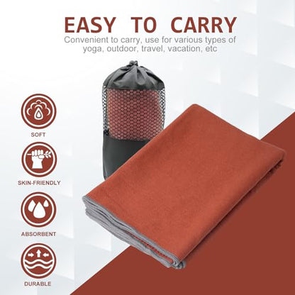 Eunzel Non Slip Hot Yoga Mat Towel with Grip Dots, 72" x 24" - color: Sedona Red, size: 72" x 24"