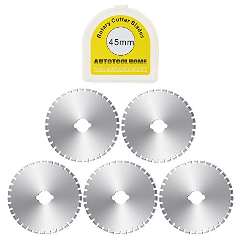 AUTOTOOLHOME 45mm Perforation Rotary Cutter Blades, 5PCS Skip Stitch Blades | Skip-stitch Rotary Blades for Perforating Paper and Fabric Edges for Crochet, Fleece Blankets and Crafts Perforator Tool
