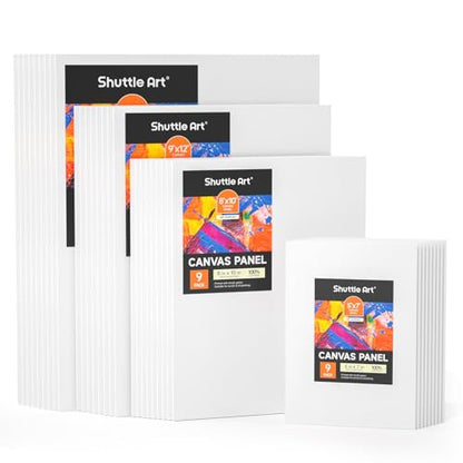 Shuttle Art 36 Pack Canvas for Painting, Multi-Size 5x7/8x10/9x12/11x14 Inch, Primed, 100% Cotton Blank Canvas Boards, Ideal Art Supplies for Kids Adults Acrylic Oil Painting - size: 36 Pack - 9 of Each 5x7, 8x10, 9x12, 11x14 inch