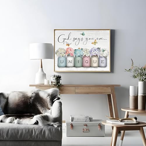 Shouruihua Diamond Painting Kits for Adults, Inspirational Diamond Art Kits | Unique, Bible Verse, Gem Art, Diamond Dotz Kits, Diamond Dots, Full Round Drill Diamond Painting Kits Beginner, 15.7x11.8 in - color: God Says You Are Unique