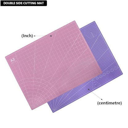 23" x 17" Self Healing PVC Cutting Mat, A2-Pink or Purple | Large, Double Sided, Gridded Rotary Cutting Board, For Craft, Quilting, Fabric, Scrapbooking, Sewing - color: A2-Pink or Purple