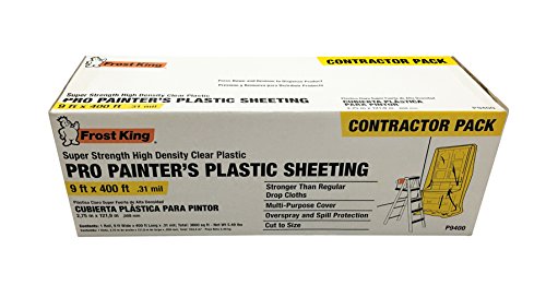 Frost King P9400 High Density Painter's Plastic Sheeting, 9' x 400' x .31 mil, Clear, Dispenser Pack (Pack of 2) - size: (Pack of 2)