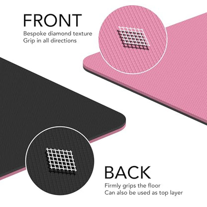Large Workout Mat - 10mm Extra Thick Exercise Mat & Wide Yoga Mat, 72"x32" - color: Pink