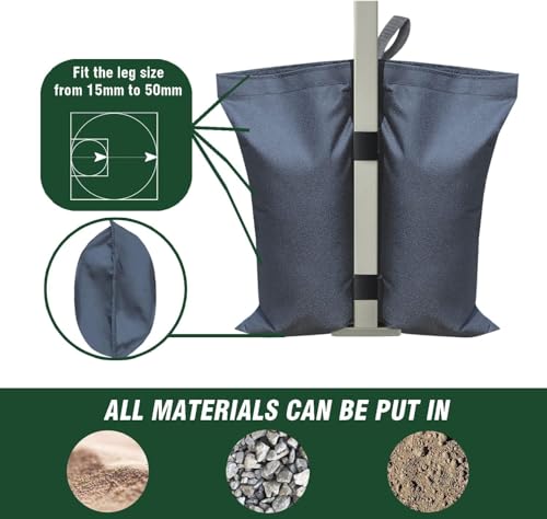 Eurmax USA 130LBS Weight Capacity Pop up Gazebos Weights Sand Bags for Pop up Canopy Tent Pergola Outdoor Instant Canopies, 4-Pack (Without Sand) Grey - color: Gray, style: Twin Cylinder Sand