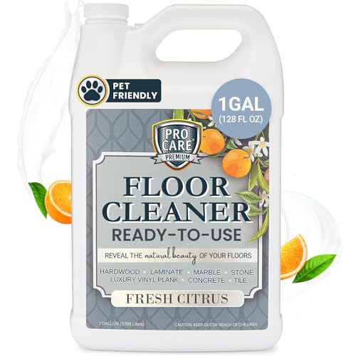 ProCare Floor Cleaner (Made in USA) | Streak-free Cleaner for Tile, Stone, Laminate, Vinyl & Natural Wood Floor Cleaner for Mopping, Household Supplies, Cleaning Solution with Citrus Aroma - 1 Gallon - size: 128 Fl Oz (Pack of 1)