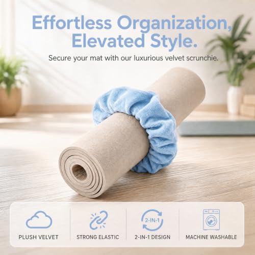 Yoga Mat Scrunchie - Holds Your Yoga Mat in Style - Durable & Elasticity Fabric - Fits All Standard Yoga Mats - color: Blue