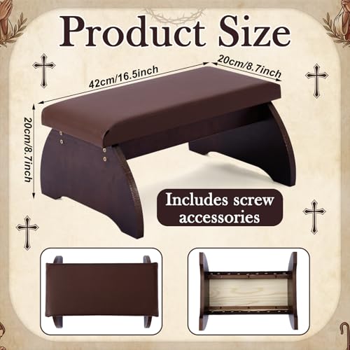 Dunzy Prayer Kneeler Bench, Wooden Kneelers for Praying, Church Prayer Bench Stool for Kneeling at Home, Padded Praying Kneeler Benches for Home and Church, Religious Gifts