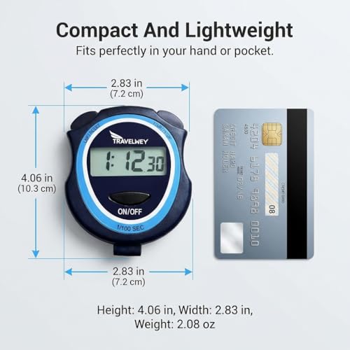Silent Digital Stopwatch Timer for Teachers, Coaches & Kids ‒ Simple Lap Timer, Large Display, No Alarm ‒ Classroom, Exams, Sports, Running & Swimming ‒ AAA Batteries Included