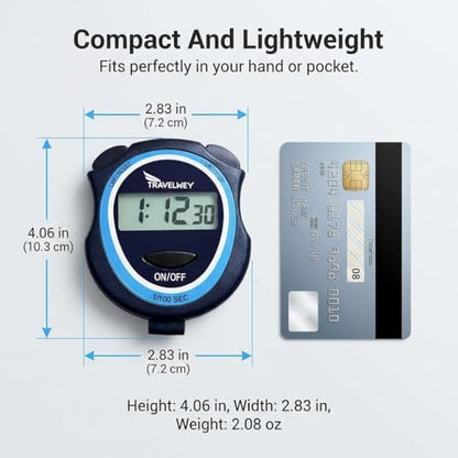 Silent Digital Stopwatch Timer for Teachers, Coaches & Kids ‒ Simple Lap Timer, Large Display, No Alarm ‒ Classroom, Exams, Sports, Running & Swimming ‒ AAA Batteries Included