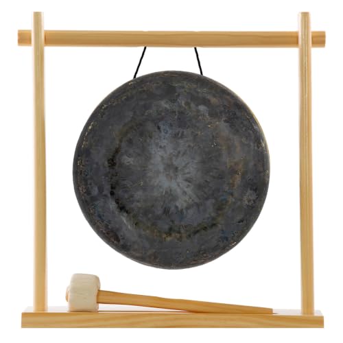8" to 10" Gongs on My Little Pagoda Gong Stand - Includes Stand, Mallet, & Your Choice of Gong/Perfect Desktop Gong/Sound Healing & Meditation/Bronze Gong/Wooden Stand - size: 8" Mother Tesla