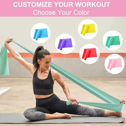 Resistance Bands, Non-Latex Elastic Exercise Bands for Upper and Lower Body, Strength Training Without Weights, Ideal for Physical Therapy, Pilates, Rehab, Home Fitness, Beginners - color: Green