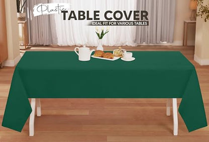 Utopia Kitchen Plastic Table Cloth Disposable [Green, 6 Pack] | Rectangle Tablecloth Waterproof Stain Resistant Party Table Cover - color: Green, size: 54X108 Inch - 6PC