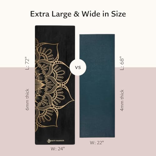 Shakti Warrior Sahasrara Yoga Mat, Artist-designed premium eco-friendly PU yoga mat with a non-slip, non-toxic surface for hot yoga, Pilates and workouts. - size: 72x24"x6mm