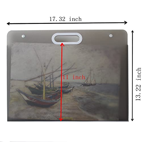 Sohynca Plastic Art Portfolio, Large Art Portfolio with Handles,Waterproof Portfolio Folder for Artwork, Arts Storage Case for Drawing Sketch Photography Poster (Black 17.32 x 13.22 inch) - size: Black 17.32 x 13.22 inch