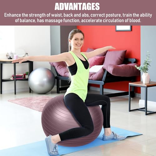 Leyndo 4 Pcs 26 Inch Yoga Exercise Ball Pilates - color: Rose Color
