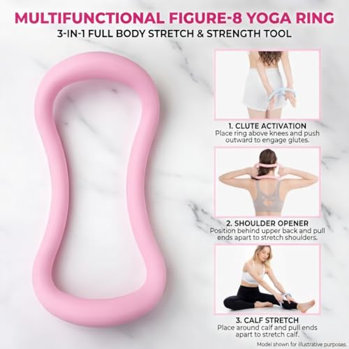 Set of 2 Pilates Ring Yoga Ring Magic Circle with Massage Points | Resistance Magic Circle for Legs Calves Inner Thigh, Soft Resistance, Women Home Workout Pilates Equipment, Pink & Blue