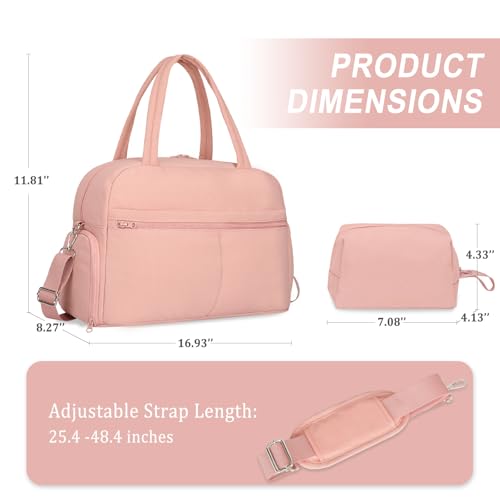 Sports Gym Bag for Women, Travel Duffle Bag with Shoe Compartment & Wet Pocket, Fitness Yoga Bag - color: S-Pink
