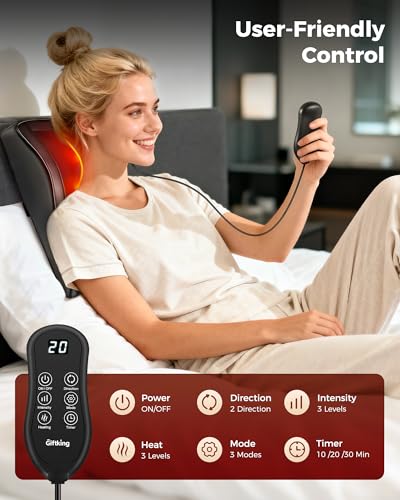 Neck Massager with Heat, Shiatsu Back and Neck Massagers, 3D Deep Tissue Massage Pillow for Back, Shoulder, Leg Pain Relief, Gifts for Mom Dad Wife, with Delicate Package & Card
