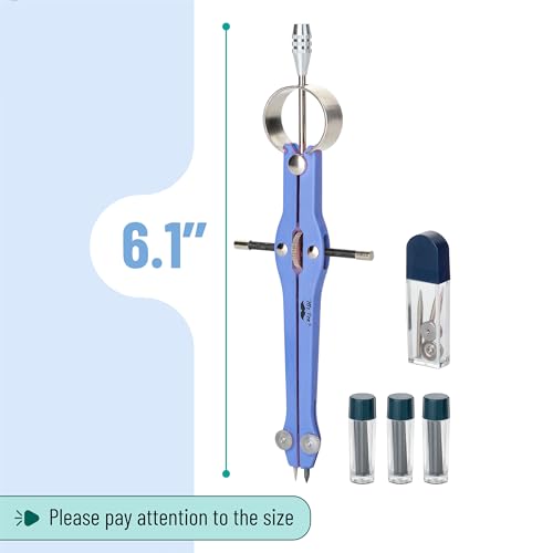 Mr. Pen- Professional Compass for Geometry, Extra Lead | Metal Compass Drawing Tool for Students, Drafting and Engineering, Technical Drawings, Circles and Geometry Projects - color: Light Blue