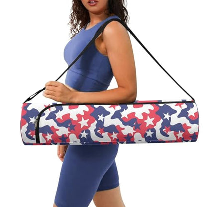 Yoga Mat Bag for Women & Men Full-Zip Yoga Mat Carrier Bag for Class Workout Park with Adjustable Strap - color: Camouflage Red Flag