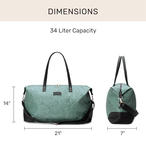Jadyn Luna Women's Weekender Bag and Travel Duffel, Large 37 Liter Capacity - color: Sage Flora, size: Large