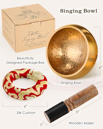 Hihealer Singing Bowl, Authentic Tibetan Sound Bowl for Yoga - color: Black