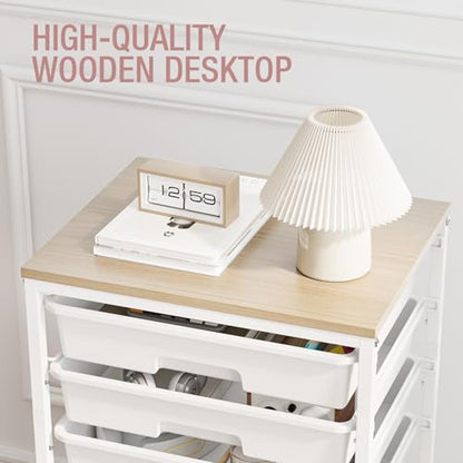 TOOLF Rolling Storage Cart with 8 Drawers,White - color: White