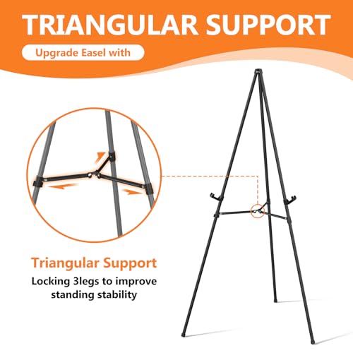 Easel Stand for Sign Portable,66" Easel Display Stand Metal, Adjustable Easels for Display,Wedding Signs, Posters-Black(4 Pack) - style: 4 Pack