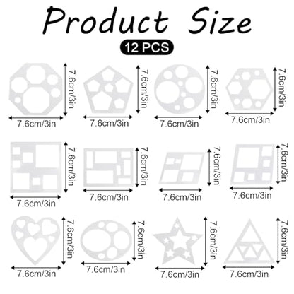 12 Pcs Mini Drawing Stencil Geometric Stencils Circle Square Heart Star Template Set for Painting Basic Shape Tracing Simple Drawing Stencils for Classroom Painting DIY Craft (3x3 Inches) - size: Mini