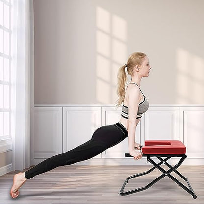 Yoga Headstand Bench, Yoga Inversion Chair, Inversion Chair, Headstand Trainer for Practice Head Stand, Shoulderstand and Strength Training - color: Red