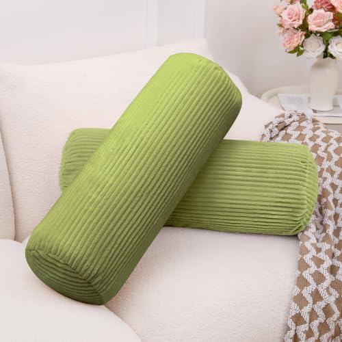 1 MIDDLE ONE Body Pillow, Memory Foam Body Pillows for Adults Sleeping, Decorative Bolster Pillow for Couch and Bed, Long Cylinder Tube Round Pillow, 24x7.87 Inches, Set of 2 (Sage Green-Corduroy) - color: Sage Green-corduroy