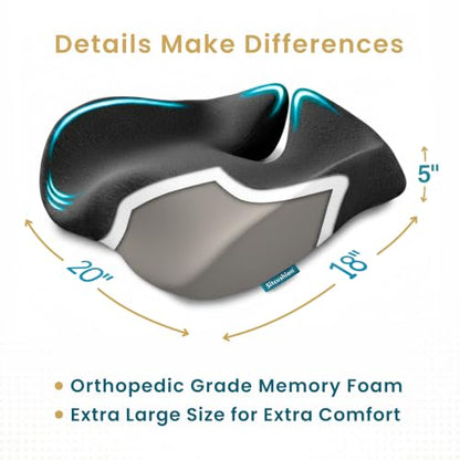 Ergo Office Chair Cushion for Back Pain, Sciatica, Tailbone Pain Relief - color: Dark Gray & Light Gray