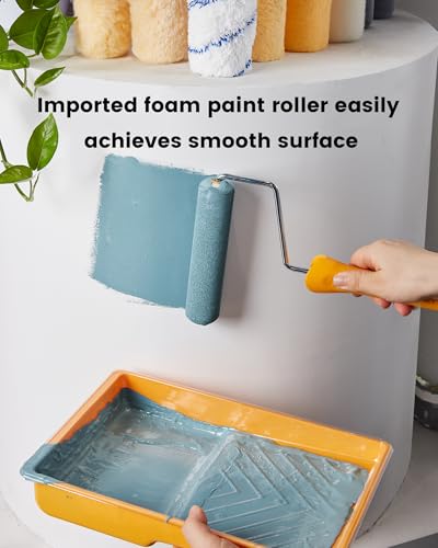 voomey 15 Pcs 6 Inch Paint Roller Kit with Small Paint Roller | Paint Tray with Liners, Foam Paint Roller for Painting Door, Walls, Cabinet - style: 15pcs 6inch paint roller kit