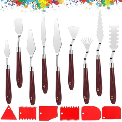 EEEKit Palette Knife Set: 15PCS - Painting Tools for Oil Canvas/Watercolor/Acrylic