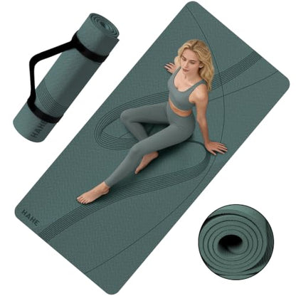 Yoga Mat High Density Exercise Mat, 76"x32"x0.27"Thick Wide & Large Yoga Mat for Women Men, Professional POE Workout Mat for Yoga, Pilates, Fitness & Stretching