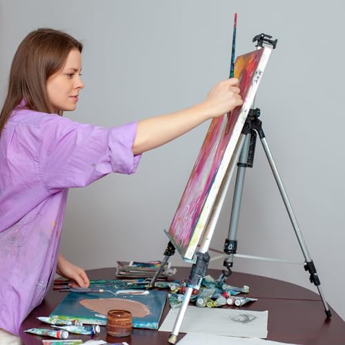 PATIKIL Artist Easel Stand, Paint Easel for Canvas Painting with Detachable Tray, Metal Tripod Easel Adjustable Height from 20 to 61 Inch for Table-Top/Floor Painting Drawing, Green - color: Green
