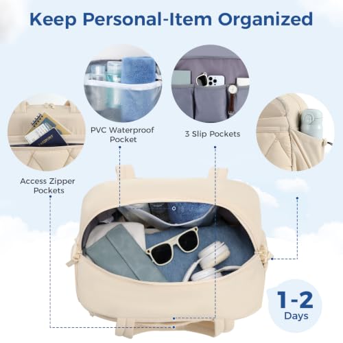 Women's Duffle Gym Bag, Carry-On Shoe Compartment for Weekender Overnight - color: Beige, size: Medium