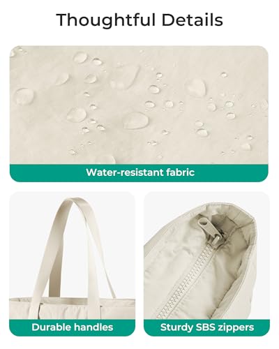 BAGSMART Gym Tote Bag for Women, 24L/28L Travel Tote Yoga Mat Bag - color: Beige, size: Small