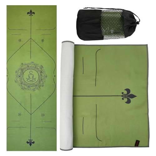 Yoga Towels, Non Slip Hot Yoga Mat Towel with Grip Dots,Super-Absorbent Soft Microfiber Yoga Blanket for Pilates, Fitness and Workout 72inch x 24inch - color: New Styles Green