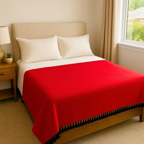 Open Road Goods Solid Color Mexican Yoga Blanket – Large Handwoven Throw for Yoga, Beach, Camping or Home – Soft and Durable Cotton Blend - color: Red Blanket